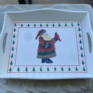 Debbie Mumm Christmas Magic of Santa Wooden Tray Vintage 1998